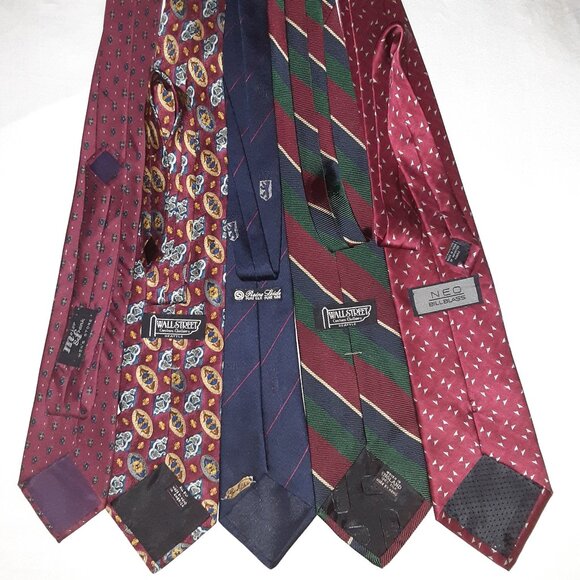 5 Vintage Ties * 1970's-1990's * Red Silk Poly * Made in America * Paisley, Rep - Picture 2 of 5